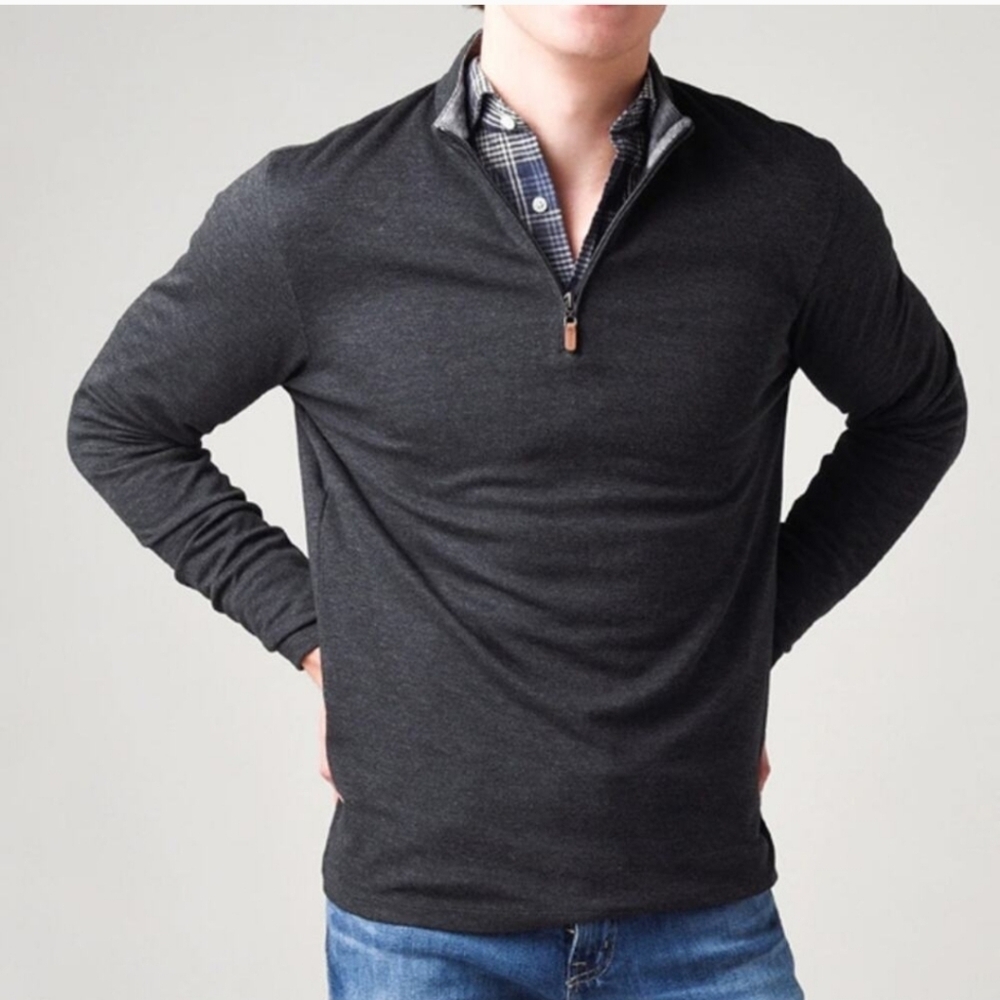 Mizzen Main Pullover Sweater Shirt Dark Gray 1/4 Zip Performance Stretch Med